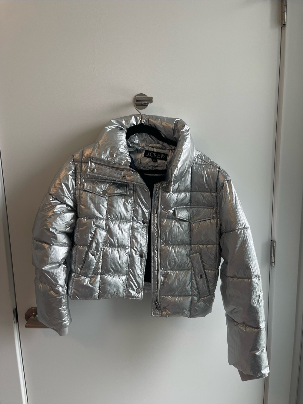 J. Crew Silver Puffer Jacket